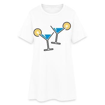 2 Cocktailgläser / Cocktail / Martini + (Hellblau) - Frauen T-Shirt-Kleid - Weiß - Vorne