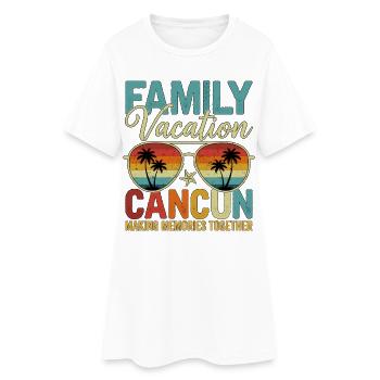 Vacances en famille Cancún - Robe T-shirt Femme - blanc - Devant