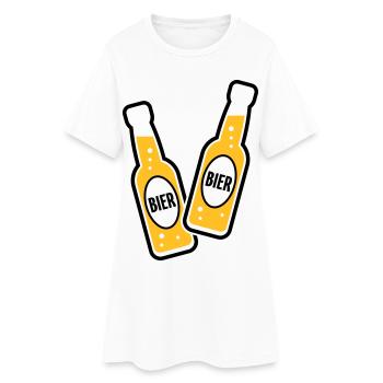 2 Bierflaschen Stoßen An (Bier Biertrinker POS 2C) - Frauen T-Shirt-Kleid - Weiß - Vorne