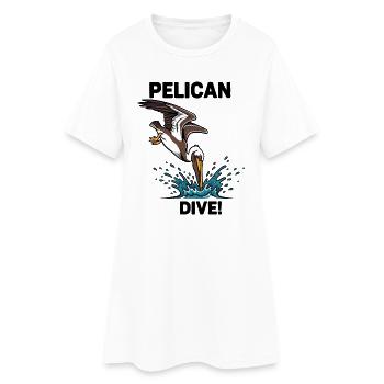 Pélican Brun Plongeon Mer Dive Pelican - Robe T-shirt Femme - blanc - Devant