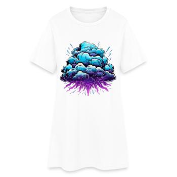 Blauer Wolkenknall Neon Burst - Frauen T-Shirt-Kleid - Weiß - Vorne