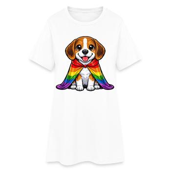 Beagle Pride Hund Regenbogen-Umhang LGBTQ - Frauen T-Shirt-Kleid - Weiß - Vorne