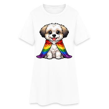 Chien de la fierté havanaise cape arc-en-ciel LGBTQ - Robe T-shirt Femme - blanc - Devant