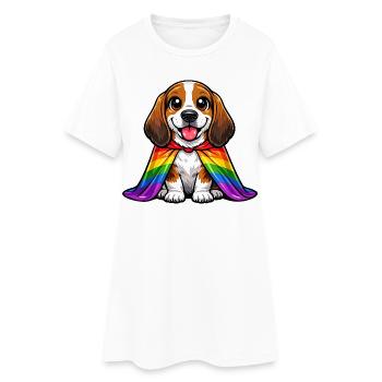 Basset Hound Pride Dog Manteau arc-en-ciel LGBTQ - Robe T-shirt Femme - blanc - Devant