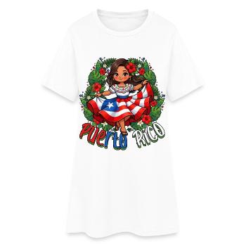 Puerto Rico Girl Puerto Rican Lady Cute Kawaii - Frauen T-Shirt-Kleid - Weiß - Vorne