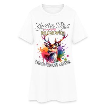 Cerf de Virginie Femelle Cerf de Virginie - Robe T-shirt Femme - blanc - Devant