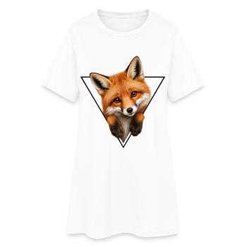 Fuchs im Dreieck-Illustration - Frauen T-Shirt-Kleid - Weiß - Vorne