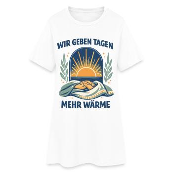 Wir geben Tagen mehr Wärme Altenpflege Herz - Frauen T-Shirt-Kleid - Weiß - Vorne