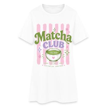 Matcha Club - Thé vert rétro esthétique - Robe T-shirt Femme - blanc - Devant