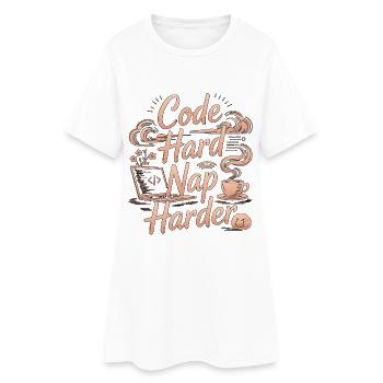 Remote Developer Code Hard Nap Harder Remote Coder - Women’s T-Shirt Dress - white - Front