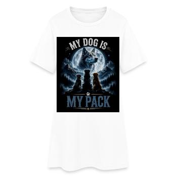 My Dog Is My Pack Dog Pack Moon Dog Lover - Women’s T-Shirt Dress - white - Front