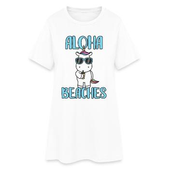 Vacances fraîches à la plage de la licorne plages d’été à Aloha - Robe T-shirt Femme - blanc - Devant
