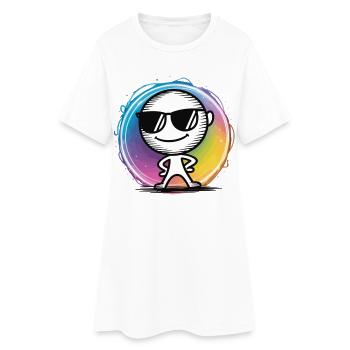 Cool T-Shirt with Sunglasses - Pop Art Gift - Women’s T-Shirt Dress - white - Front
