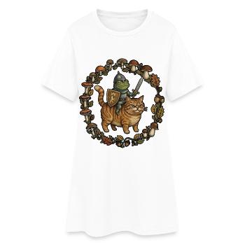 Medieval Frog On Cat Ren Faire Chevalier Medieval - Robe T-shirt Femme - blanc - Devant