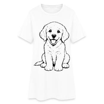 Golden_Retriever_Welpen_sitzend_schwarz - Frauen T-Shirt-Kleid - Weiß - Vorne