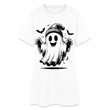 Fantôme avec un chapeau tricoté - Robe T-shirt Femme - blanc - Devant