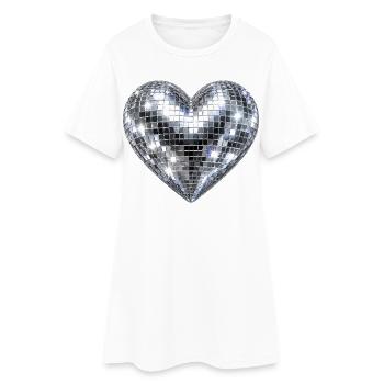 Heart Disco Glitter - Women’s T-Shirt Dress - white - Front