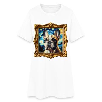 Nuit étoilée du bouledogue français - Robe T-shirt Femme - blanc - Devant