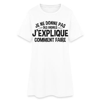 Patron Cadeau humour personnalisé - Robe T-shirt Femme - blanc - Devant