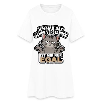 Gereizter Kater Spruch: Ist Mir Egal - Frauen T-Shirt-Kleid - Weiß - Vorne