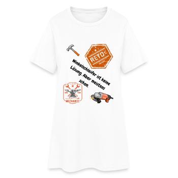 Schlosser Shirt: Passt nicht? Wird passend gemacht - Frauen T-Shirt-Kleid - Weiß - Vorne