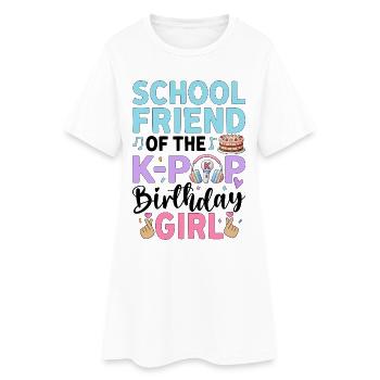 Amie d’école de la fille anniversaire de la K-Pop - Robe T-shirt Femme - blanc - Devant