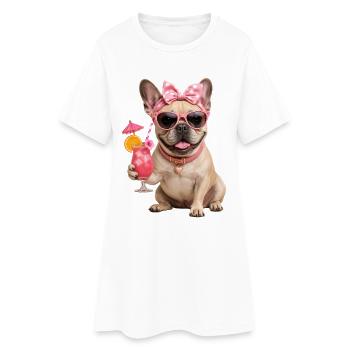 Cocktail d’été au bouledogue français - Robe T-shirt Femme - blanc - Devant