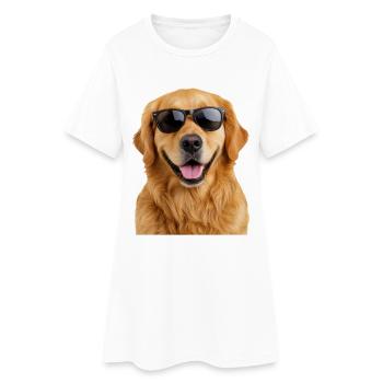 Golden Retriever cool avec des lunettes de soleil - Robe T-shirt Femme - blanc - Devant