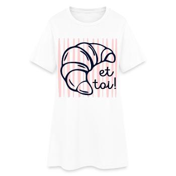 Croissant et toi - Robe T-shirt Femme - blanc - Devant
