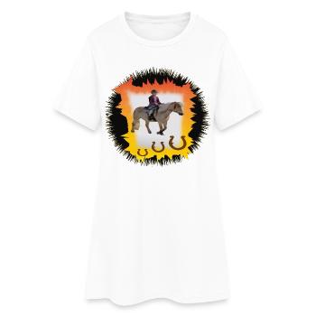 Sonnenfeuer Pferderitt - Frauen T-Shirt-Kleid - Weiß - Vorne