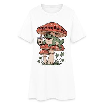 Bubble Tea Bar Grenouille Brumeuse Boba Amateur - Robe T-shirt Femme - blanc - Devant