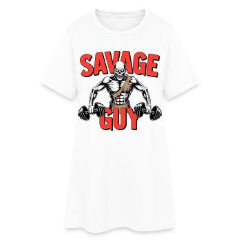 Savage Gym Skelett Bodybuilding - Frauen T-Shirt-Kleid - Weiß - Vorne