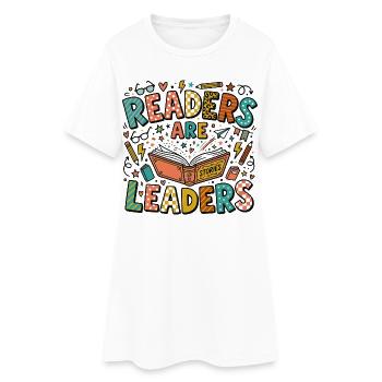 Lecture & Éducation – Les Lecteurs sont des Leader - Robe T-shirt Femme - blanc - Devant
