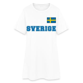 SCHWEDEN - SVERIGE Trikot Look - Flagge auf Brust - Frauen T-Shirt-Kleid - Weiß - Vorne