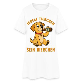 Jedem Tierchen sein Bierchen Hund trinkt Bier - Frauen T-Shirt-Kleid - Weiß - Vorne