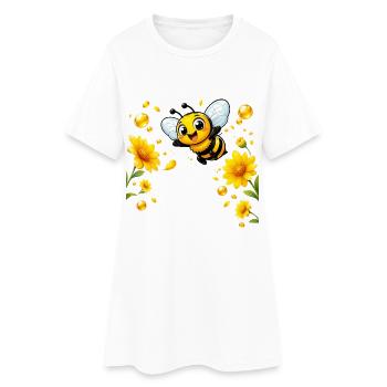 bee honey beekeeper honeycomb flowers meadow insect - Women’s T-Shirt Dress - white - Front