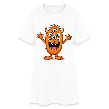 Monstre orange aux nombreux yeux - Robe T-shirt Femme - blanc - Devant