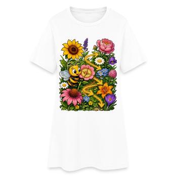 Bee Honey Beekeeper Honeycomb Insect Bee - Women’s T-Shirt Dress - white - Front