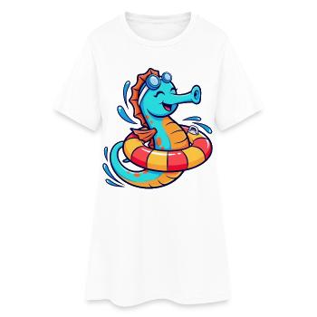 Hippocampe drôle - Robe T-shirt Femme - blanc - Devant