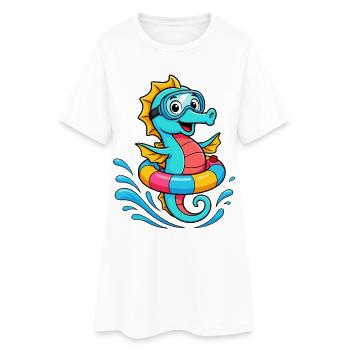 Hippocampe drôle - Robe T-shirt Femme - blanc - Devant