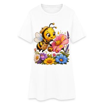 abeille, apiculteur, nid d’abeille, fleurs, insecte des prairies, - Robe T-shirt Femme - blanc - Devant