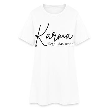 Karma Spruch im Kalligraphie-Look - Frauen T-Shirt-Kleid - Weiß - Vorne