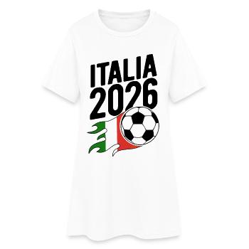 Italia 2026 Fußball Flamme mit Flagge - Frauen T-Shirt-Kleid - Weiß - Vorne