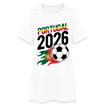 Portugal 2026 Fußball Flamme mit Flagge - Frauen T-Shirt-Kleid - Weiß - Vorne