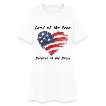 USA Herz - Land of the Free because of the Brave - Women’s T-Shirt Dress - white - Front
