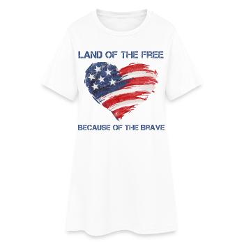 USA Herz - Land of the Free because of the Brave - Women’s T-Shirt Dress - white - Front