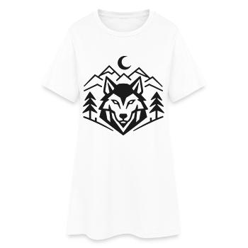 Geometric Wolfpack Emblem: Minimalist Wolf Shirt - Women’s T-Shirt Dress - white - Front