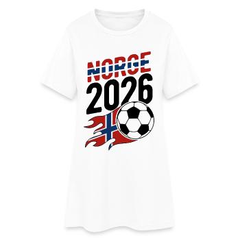 Norge 2026 Fußball Flamme mit Flagge - Frauen T-Shirt-Kleid - Weiß - Vorne