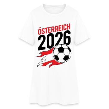 Österreich 2026 Fußball Flamme mit Flagge - Frauen T-Shirt-Kleid - Weiß - Vorne