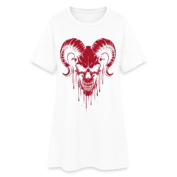 Skull with Horns Ram Skull - Women’s T-Shirt Dress - white - Front